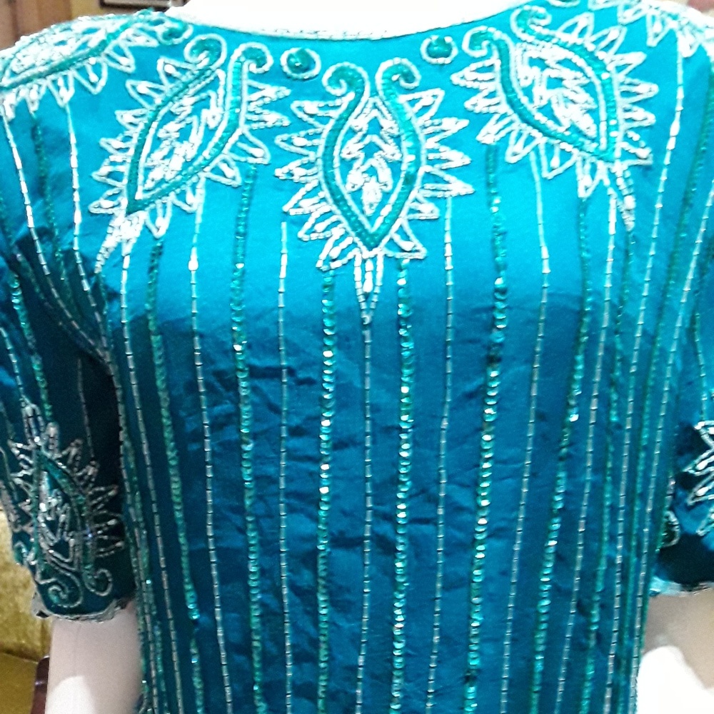 Sarin Beaded Evening Blouse/Party Top/Holiday top